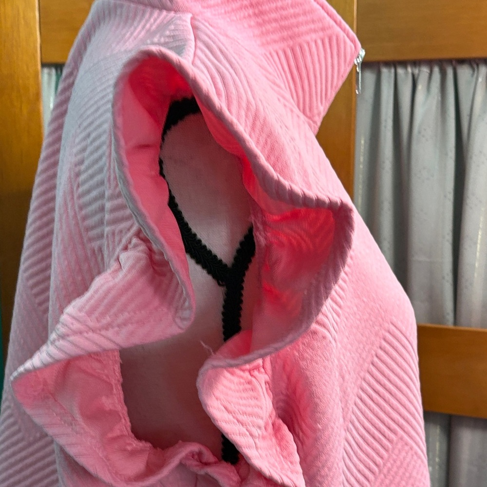 Double Take Elegant Pink Ruffled Women's Sweatshirt top - Picture 8 of 13